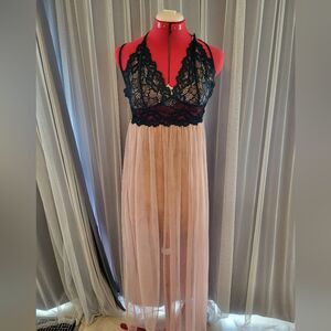 Black Lace & Blush Tulle Dress